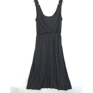 Maeve Anthropologie Sheath Dress Women S Black Sleeveless Faux Wrap Empire Waist